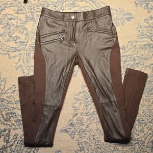 BCBGMaxAzria Brown Leather-Accent Leggings